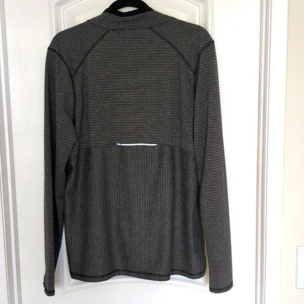 RBX Quarter Zip athletic knit top heathered black gray thumb holes XL